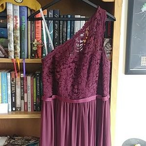 David's Bridal One sleeved Bridesmaids Dress